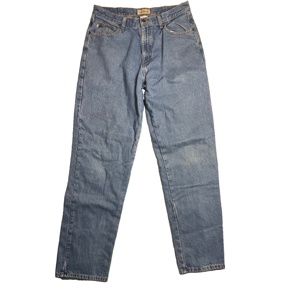 Vintage LL Bean Mens 34x34 Natural Fit Flannel Lined Denim Jeans Blue EUC